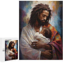 500 bitar afroamerikansk svart Jesus och spädbarn kristet pussel - inspirerande pussel familjeaktiviteter present