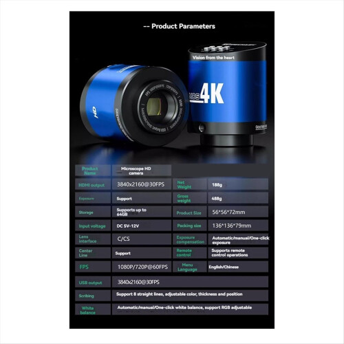 MOS 1080P 60FPS Microscope Camera Trinocular/Binocular Industrial CTV 2