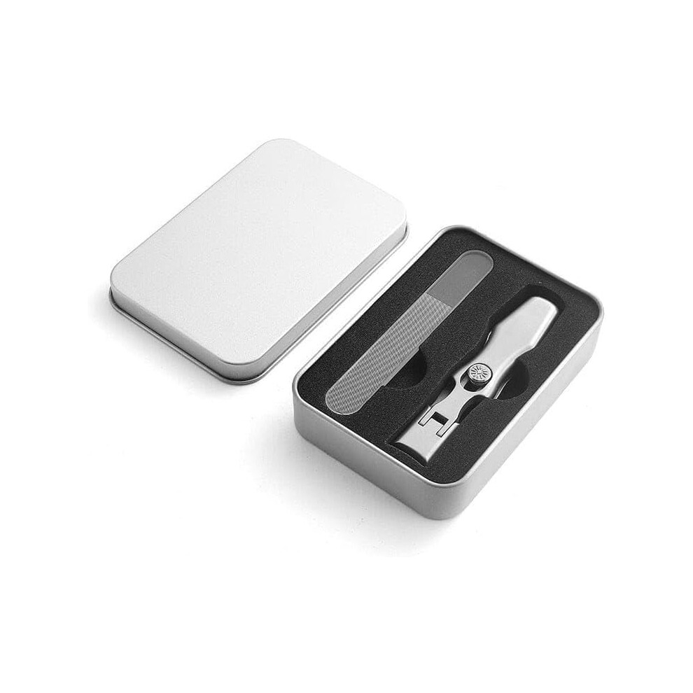 Oimg Silver Portable Ultra Sharp Nail Clippers For Men With Catcher Stainless Steel Toenail Clipper With Nail File Set