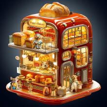 Dřevěné puzzle Puppy's Bakery pro dospělé - Dřevěná skládačka unikátního tvaru s úložným boxem, personalizované dárky