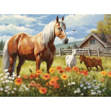 Chatting with The Neighbors Horses 100 Piece Jigsaw Puzzle for Adults, Wooden Educational Intellectual Gift