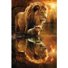 Jesús y el León El León y el Cordero Rompecabezas Educativo de Madera de 500 Piezas, Accesorios para Rompecabezas y Juego Divertido de Color