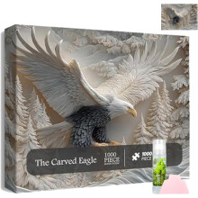 Παζλ 1000 τεμαχίων The Carved Eagle με κόλλα - Majestic Bald Eagle Artistic Wildlife Design