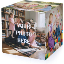 Gepersonaliseerde fotokubus, fotopuzzelkubus, draaibare 3D-fotokubus met 6 foto's, perfect als kerst-, verjaardags- of huwelijksgeschenk.