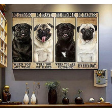 Pug Dog Be Strong Be Brave 1000 Piece Wooden Jigsaw Puzzle, Dog Lover Challenging Decompression Resistant Game