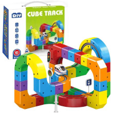 Carrinhos de brinquedo 3D Infinity Track com rotas de trem magnéticas flexíveis e cubos para combinar.