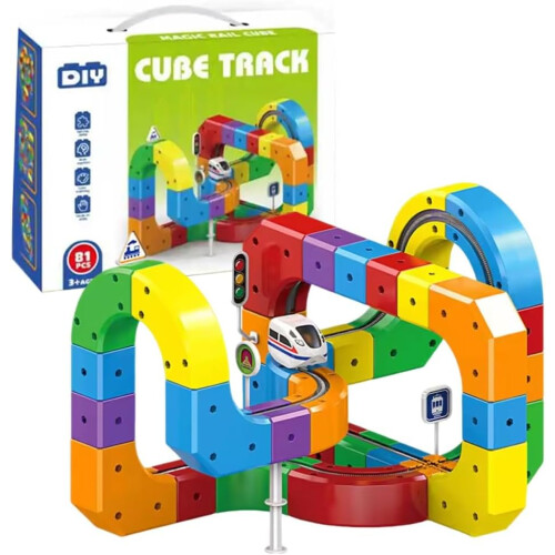3D Infinity Track Leksaksbil Flexibla Magnetiska Tågrutter Mix-Match Kuber