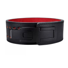 Massage Belt Weightlifting Lever Fitness Belt Heavy Leather Belt Deep Squat Hard Weight Lifting Belt (Color: Black, Size: L) L black