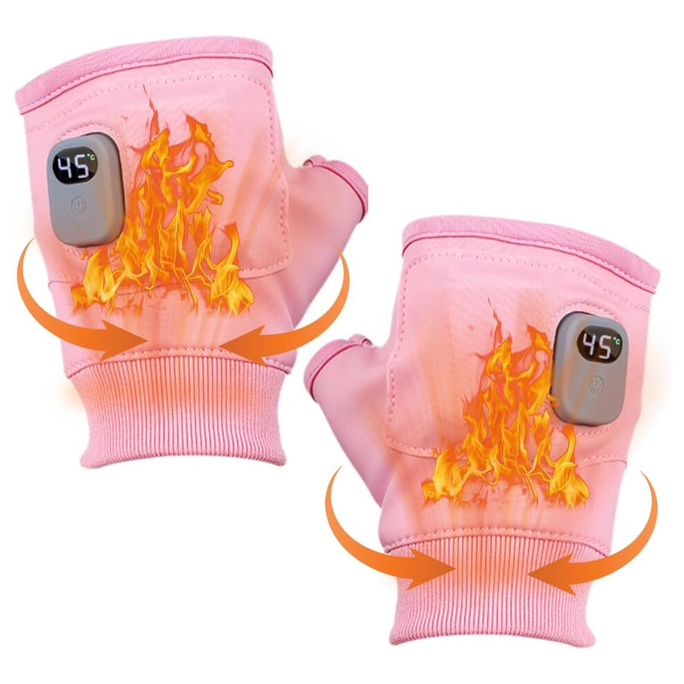 Oplaadbare Verwarmingshandschoenen Met Digitaal Display - Draagbare, Thermostatische Vingerloze Handschoenen Voor De Winter-image