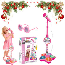 Kid Star microfoon met standaard, in hoogte verstelbaar, geluidseffecten en ledverlichting.