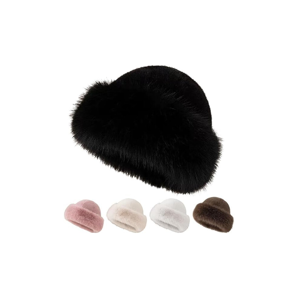 Cappello Da Pescatore Invernale In Pelliccia Sintetica Da Donna, Caldo Cappello In Pelliccia Sintetica Di Visone, Soffice E Soffice