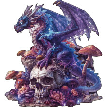 Bone Dragon Wooden Puzzle for Adults - Unique Shape Wood Jigsaw Dragon Gifts for Family Wall Art Home