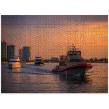 500 Piece Coast Guard Boat Biscayne Bay North Miami Florida Puzzle - Family Wooden Toy Educational