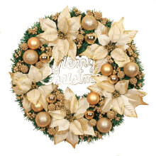 Decorative Christmas Wreath Front Door Hanging Christmas Wreath Golden Wreath Hotel Mall Home Decoration(30cm)