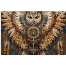 Rompecabezas de 1000 piezas con plumas de búho, atrapasueños nativo americano, marrón - Imposible, desafiante, difícil