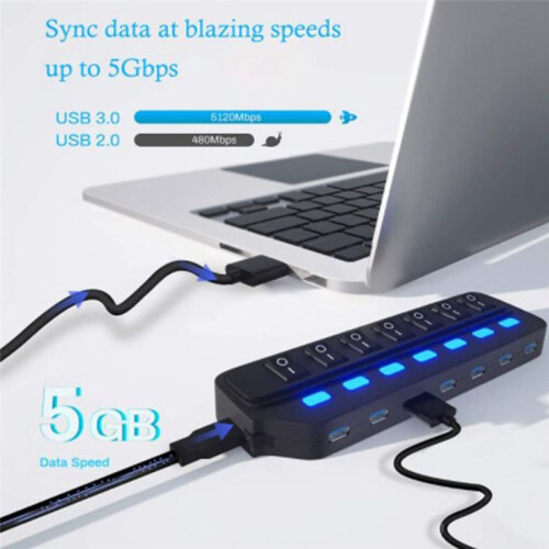 USB Hub 2.0 USB Splitter Multi Hub Adapter USB Several  Power Adapter with  Accessories for PC Laptop,Black 1