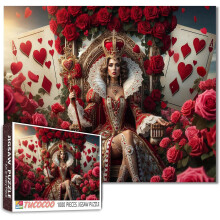 Rompecabezas de 1000 piezas con pintura romántica de rosas de la reina - Naipes, póker, rompecabezas para pared del hogar, bricolaje