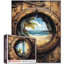 Puzzle 1000 elementów: Żaglówka Piratów, Morski Krajobraz, Morska Układanka DIY, Wystrój Domu i Prezent Edukacyjny
