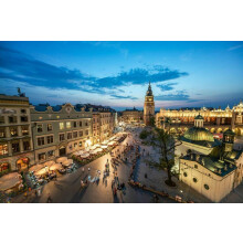 Krakow Poland Market Square Skyline 1000 Piece Wooden Jigsaw Puzzle, Challenging Puzzle for Friends Family Wall Decor