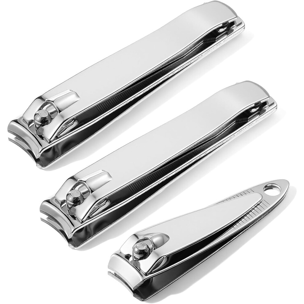 Oimg 3 Pcs Nail Clippers Set, Large Metal Nails File Toenail Clipper, Stainless Steel Fingernail Toenail Trimmers Men Women