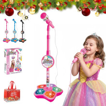 All-in-One Mikrofon-Spielzeug, Kinder-Karaoke-Maschine, Ständer, bunte Lichter, Echo