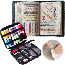 Komplettes Leinenstickset mit Stickbuch, Nähzubehör, Stickgarn, Nadeln und Schere – ideal für Anfänger und als Geschenk.