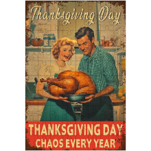 1000 brikker 'Efterår Thanksgiving Kalkun Thanksgiving Kaos Hvert År' Træpuslespil - Udfordrende