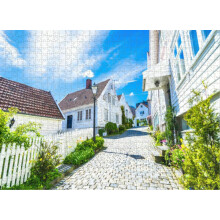Rompecabezas de 1000 piezas del casco antiguo de Stavanger, Noruega: rompecabezas grande, difícil, desafiante y familiar.
