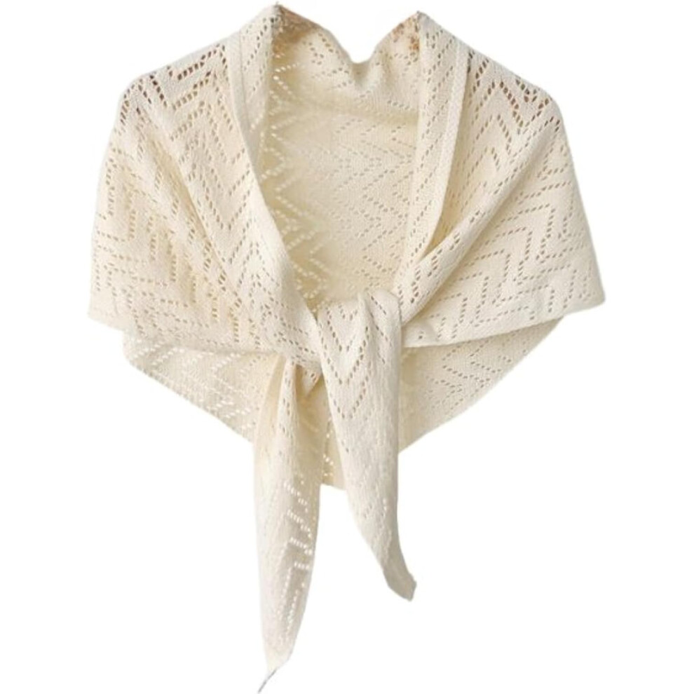 Dzianinowy TróJkąTny Szalik, SzydełKowa Chusta Na GłOwę, Apaszka W Stylu Old Money-image