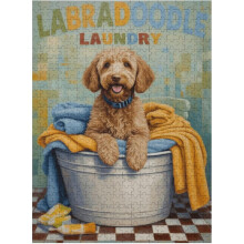 Labradoodle-koiran pyykkitupa 500-osainen puinen palapeli aikuisille, haastava nuorten hauska perhepeli