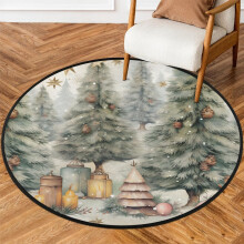 Tappeto rotondo a forma di albero di Natale, 91 cm, antiscivolo e morbido, per la cameretta dei bambini