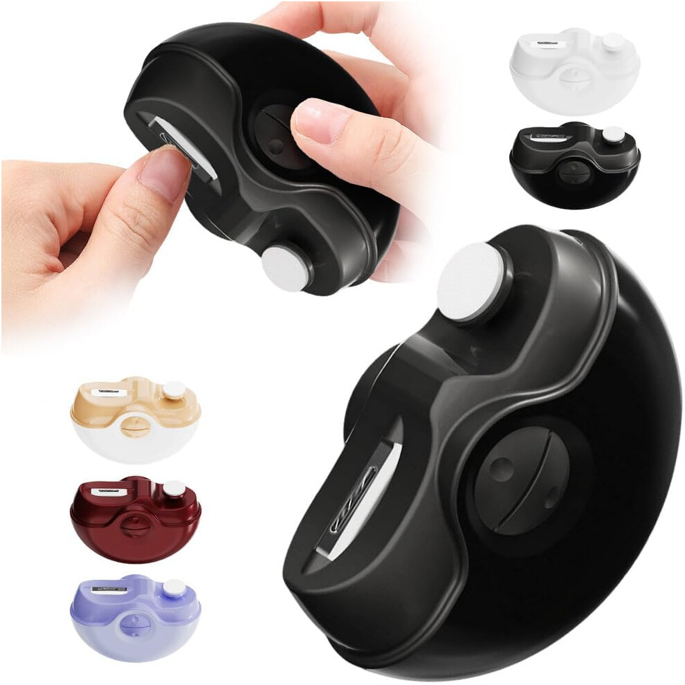 Oimg Black Electric Nail Clipper With Polishing 3 In 1 Automatic With 2 Speeds And Nail Scraps Storage Usb Rechargeable Safety