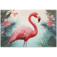 Rompecabezas de flamencos de 1000 piezas para adultos y niños, arte colorido de aves tropicales, regalo familiar