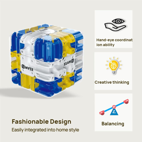 3D Rolling Ball Maze Cube Large Labyrinth 3D Puzzle Mazes Cubes Engaging Brain Teaser Improve Spatial Recognition Blue 1