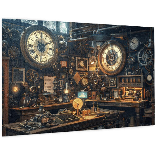 Ρολόι Steampunk 1000 τεμαχίων Vintage Gears Mechanical Workshop - Παζλ αισθητικής ταξιδιού στο χρόνο για 1