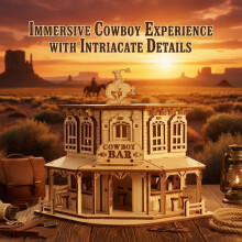 Kit modello puzzle 3D in legno fai da te, set da costruzione per bar e saloon da cowboy western, compensato, assemblaggio per adulti, rompicapo