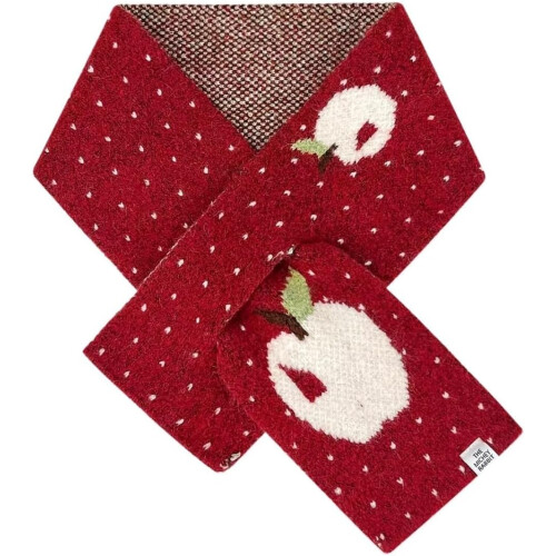 Whimsy Twee Neck Scarf Apple Pattern Winter Warm Whimsical 2000s Accessory