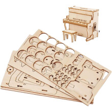 Piano Music Box Model Kit 3D Puzzles Building Kit Desk Decor Educational Coin Bank Wooden Music Box Puzzle for Men Women