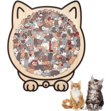 Puzzle in legno a forma di gatto color Morandi da 135 pezzi - Pezzi dettagliati a tema gatto, impegnativi