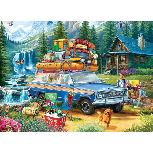 Αμερικανικά Κλασικά Φόρτωση του Παζλ Wagoneer 500 Κομματιών σε Στυλ Eurographics, Νοσταλγική