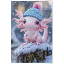 Cute Axolotl Christmas Winter 500 Piece Jigsaw Puzzle for Adults & Kids, Toy Game Gift