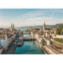 Puzzle s 500 dielikmi pre dospelých - panoráma Zürichu, náročná vzdelávacia hračka a bytová dekorácia