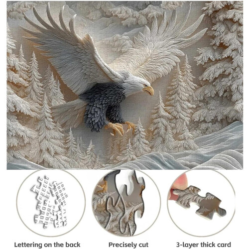 Παζλ 1000 τεμαχίων The Carved Eagle - Παιχνίδι παζλ Majestic Bald Eagle - Προκλητικός τοίχος 2