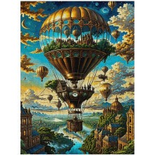 Steampunk-kuumailmapallo kelluva 500-palan palapeli aikuisille, kodinsisustus, syntymäpäivälahja ja seinätaide