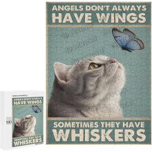 Rompecabezas familiar de 500 piezas de gatito Scottish Fold con mariposa para adultos y niños, una decoración desafiante para el hogar.