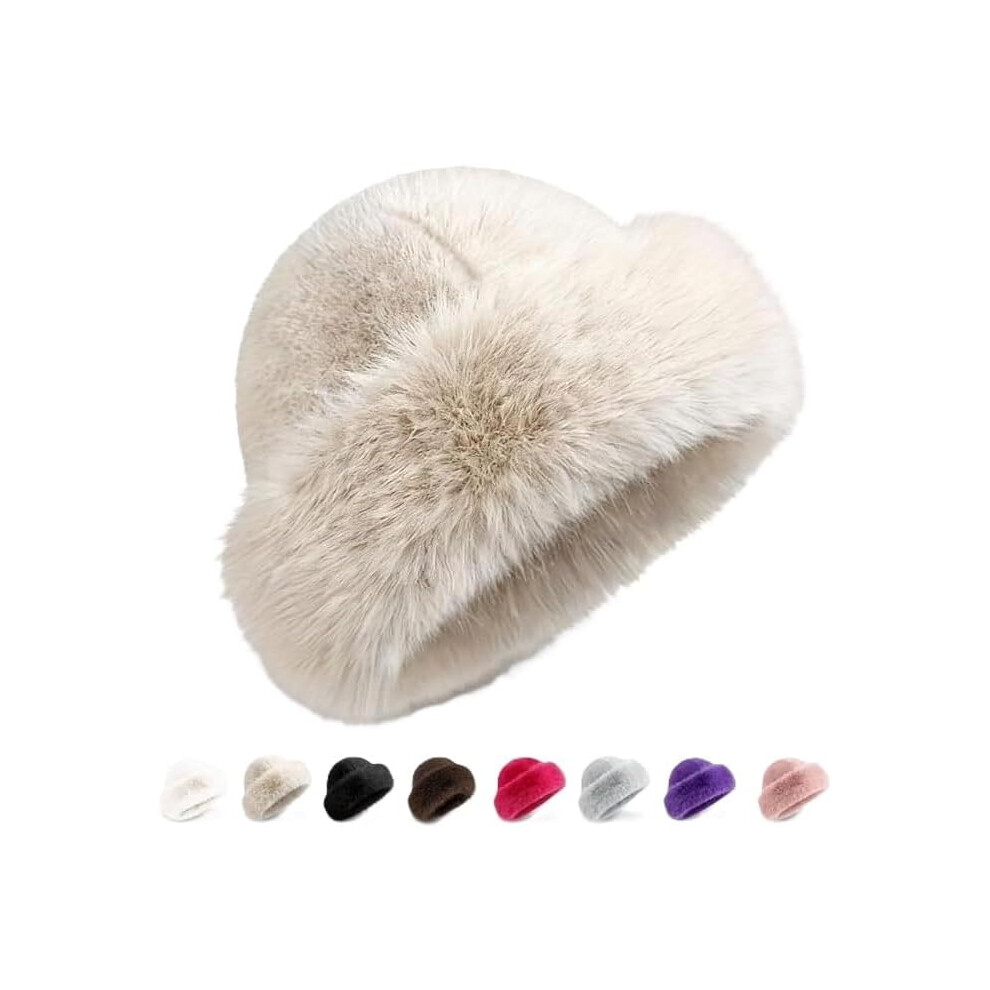 Dames Winter Bucket Hat Van Imitatiebont, Warme Pluche Muts Van Imitatie Nerts, Pluizige Vissershoed Voor Meisjes En Vrouwen-image