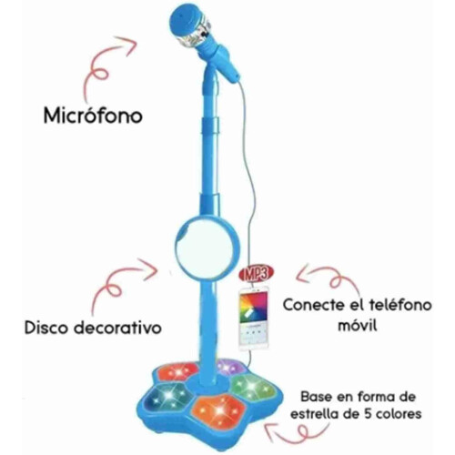 Microfono per bambini, supporto per microfono Karaoke, luci integrate, altezza regolabile, canto 1