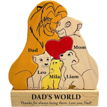 Puzzle personalizzato in legno con famiglia di leoni da 2 a 7 nomi. Puzzle personalizzato con nome della famiglia di leoni per papà, mamma, famiglia,