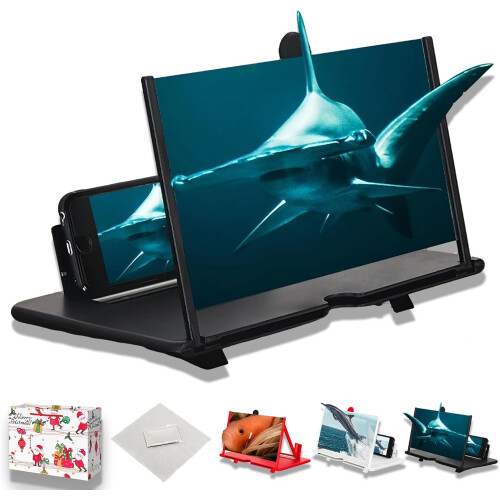 Tela de projeção para celular de 20 polegadas com lupa, 3D Ultra HD, retrátil.