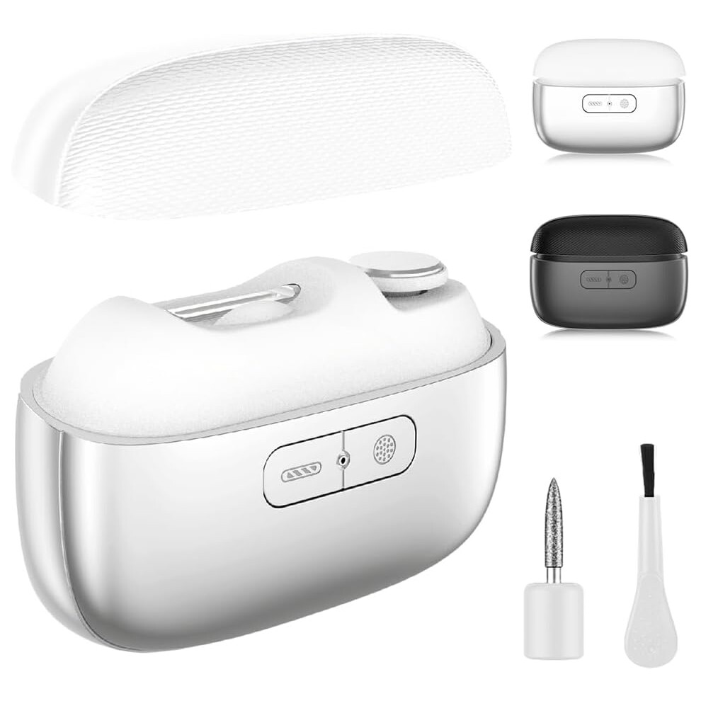 Oimg White Electric Nail Clippers 2025 New 3-In-1 Automatic With Polishing Trimmer Polisher With Nail Scraps Storage Smart